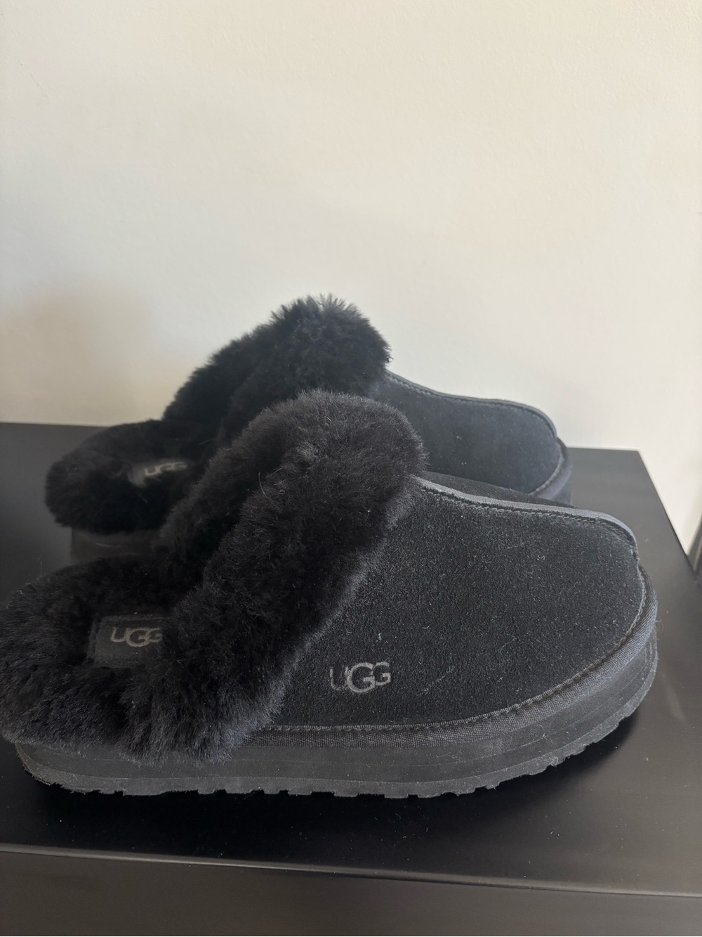 UGG Black Shearling Lined Clog Slippers